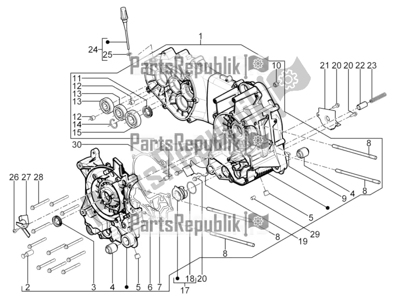 Toutes les pièces pour le Carter du Piaggio Typhoon 125 4T 2V 2017