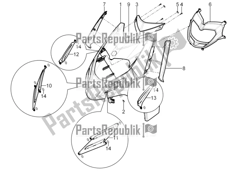 Toutes les pièces pour le Bouclier Avant du Piaggio Typhoon 125 4T 2V 2017