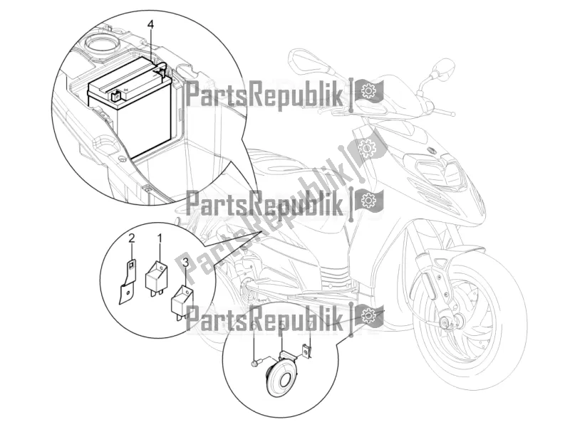 Wszystkie części do Prze?? Czniki Zdalnego Sterowania - Bateria - Klakson Piaggio Typhoon 125 4T 2V 2017