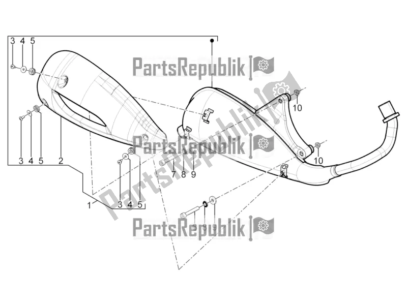 All parts for the Silencer of the Piaggio Typhoon 125 4T 2V 2017