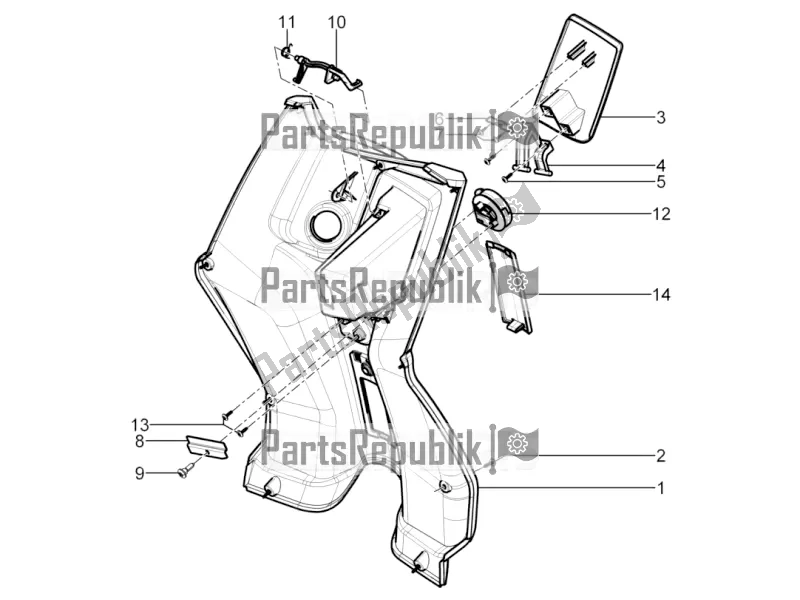 All parts for the Front Glove-box - Knee-guard Panel of the Piaggio Typhoon 125 4T 2V 2018