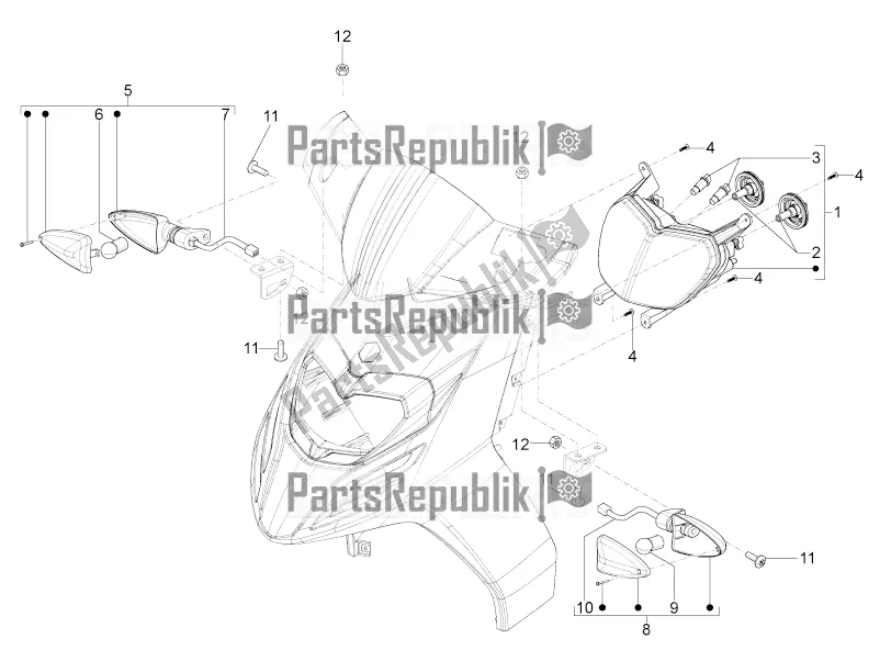 All parts for the Front Headlamps - Turn Signal Lamps of the Piaggio Typhoon 125 4T 2V 2018