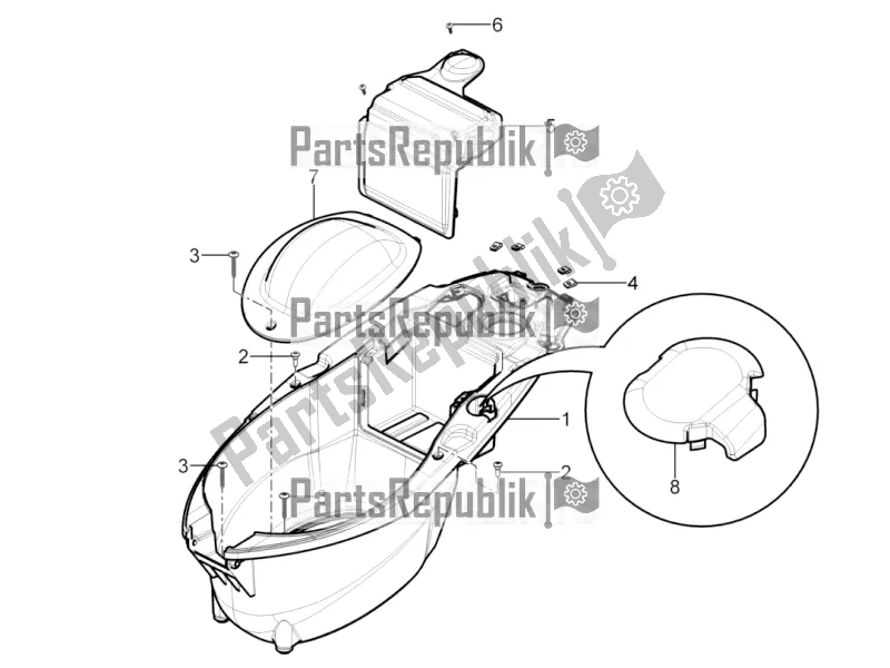 Toutes les pièces pour le Logement De Casque - Sous La Selle du Piaggio Typhoon 125 4T 2V 2018