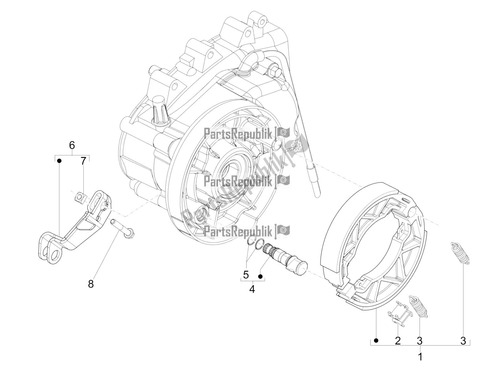 All parts for the Rear Brake - Brake Jaw of the Piaggio Typhoon 125 4T 2V 2018