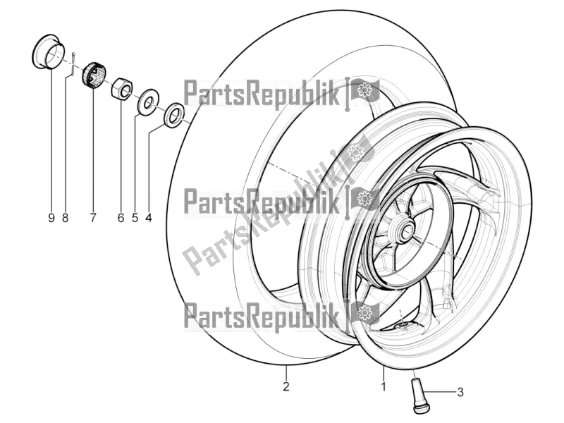 Toutes les pièces pour le Roue Arrière du Piaggio Typhoon 125 4T 2V 2018