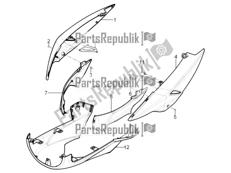 Toutes les pièces pour le Couvercle Latéral - Spoiler du Piaggio Typhoon 125 4T 2V 2018