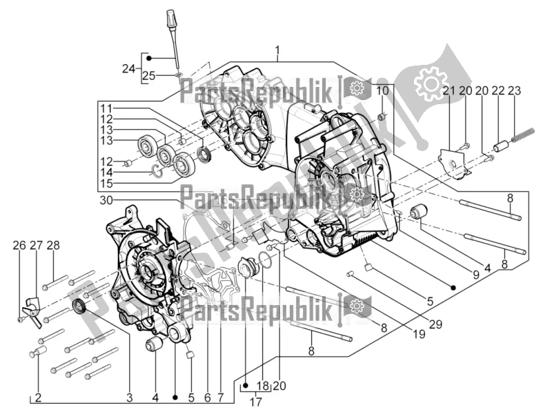 Toutes les pièces pour le Carter du Piaggio Typhoon 125 4T 2V 2019