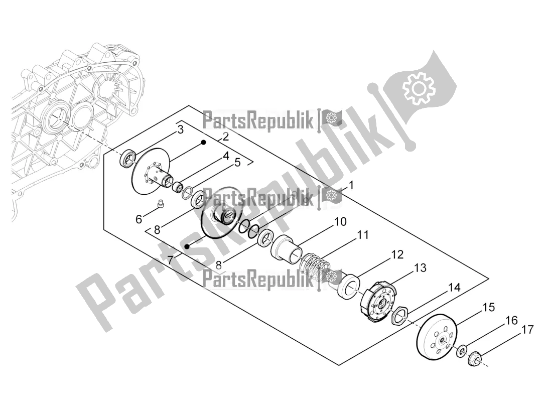 Tutte le parti per il Puleggia Condotta del Piaggio Typhoon 125 4T 2V 2019