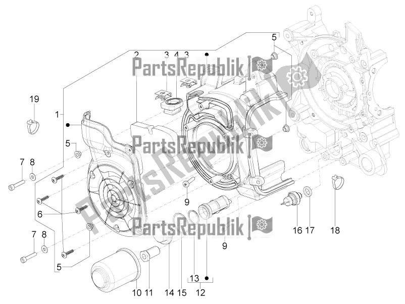 Toutes les pièces pour le Couvercle Magnéto Volant - Filtre à Huile du Piaggio Typhoon 125 4T 2V 2019