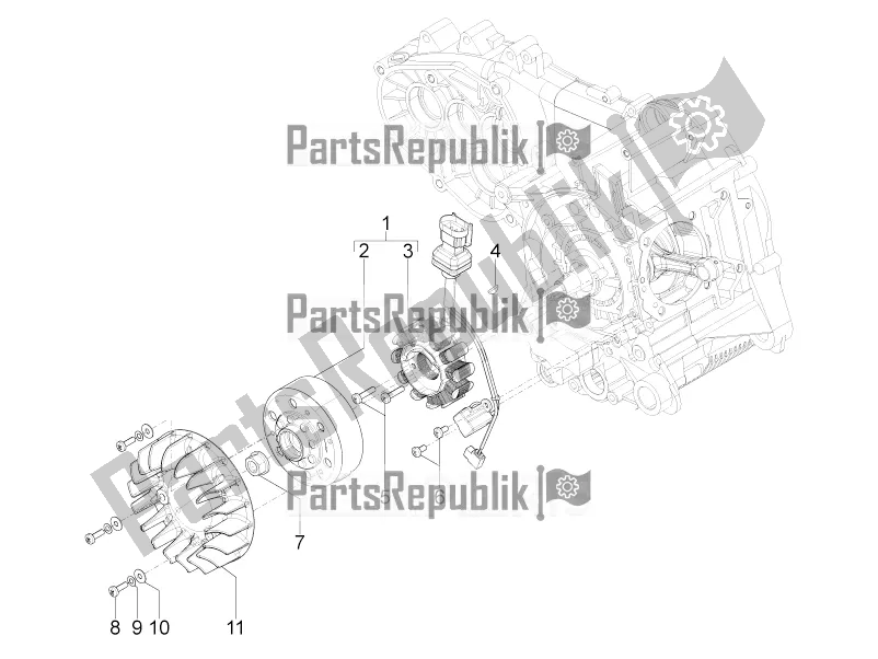 All parts for the Flywheel Magneto of the Piaggio Typhoon 125 4T 2V 2019