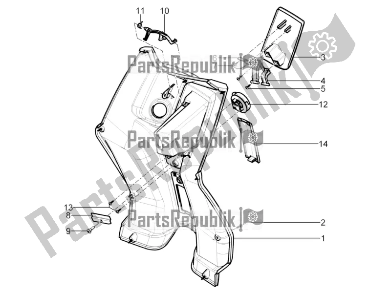 Todas las partes para Guantera Frontal - Panel De Rodilleras de Piaggio Typhoon 125 4T 2V 2019