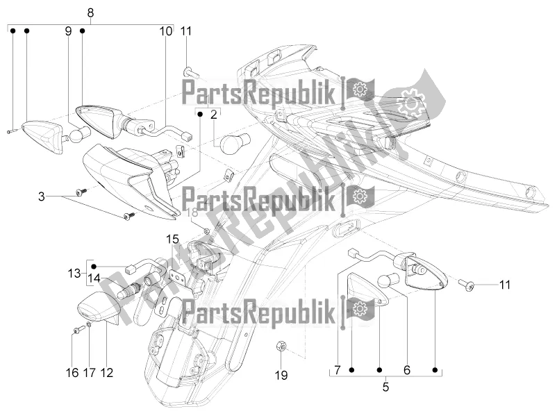 Toutes les pièces pour le Phares Arrière - Clignotants du Piaggio Typhoon 125 4T 2V 2019