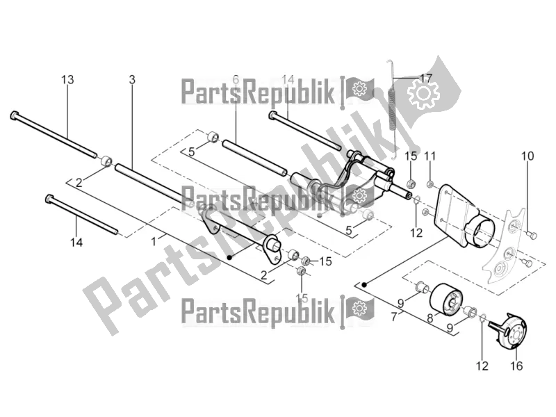 Toutes les pièces pour le Bras Oscillant du Piaggio Typhoon 125 4T 2V 2019