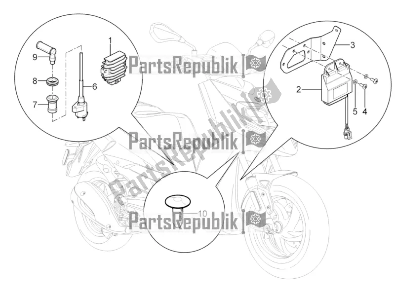 All parts for the Voltage Regulators - Electronic Control Units (ecu) - H. T. Coil of the Piaggio Typhoon 125 4T 2V 2019