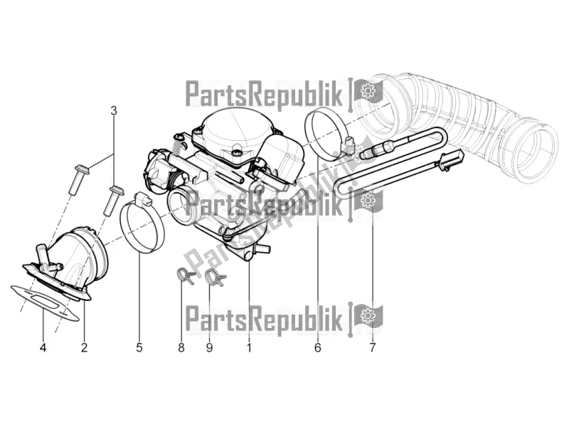 All parts for the Carburettor, Assembly - Union Pipe of the Piaggio Typhoon 125 4T 2V 2020