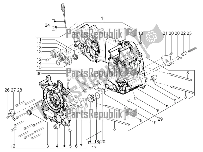 Toutes les pièces pour le Carter du Piaggio Typhoon 125 4T 2V 2020