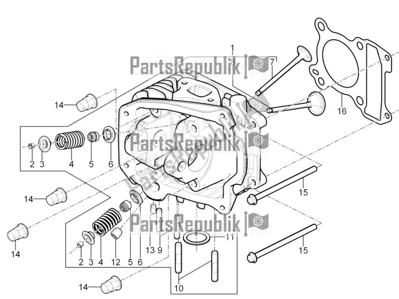 All parts for the Cylinder Head Unit - Valve of the Piaggio Typhoon 125 4T 2V 2020