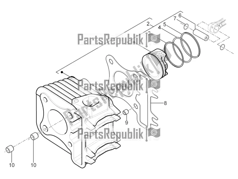 All parts for the Cylinder-piston-wrist Pin Unit of the Piaggio Typhoon 125 4T 2V 2020