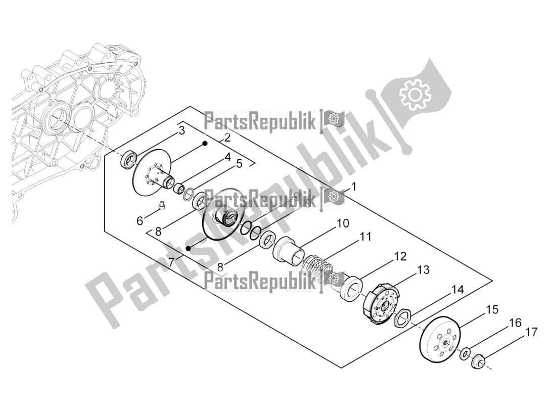 Toutes les pièces pour le Poulie Menée du Piaggio Typhoon 125 4T 2V 2020