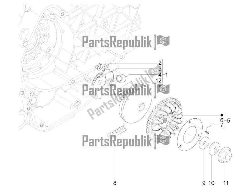 All parts for the Driving Pulley of the Piaggio Typhoon 125 4T 2V 2020