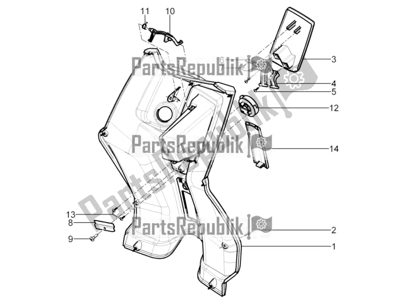 Tutte le parti per il Vano Portaoggetti Anteriore - Pannello Di Protezione Per Le Ginocchia del Piaggio Typhoon 125 4T 2V 2020