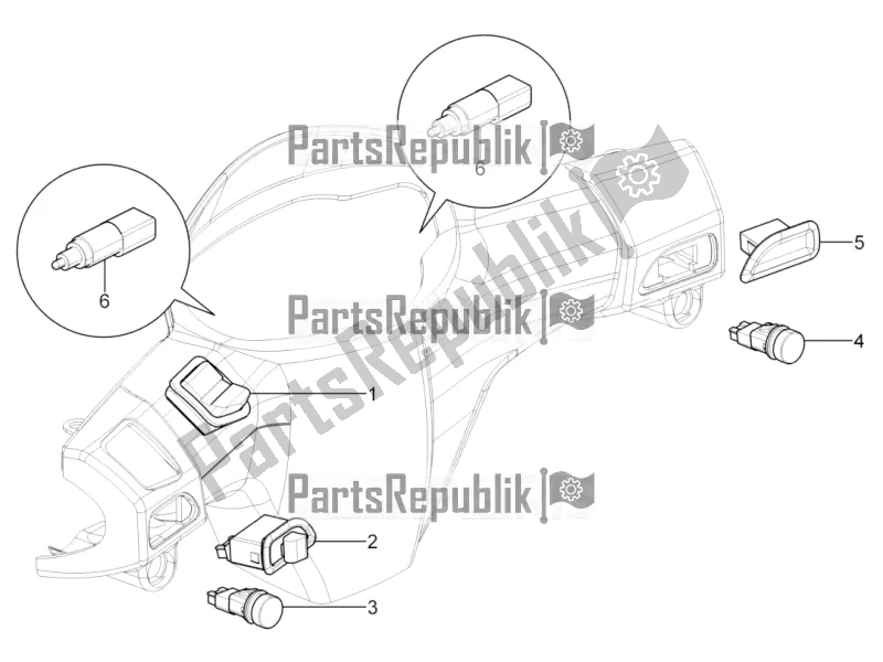 Tutte le parti per il Selettori - Interruttori - Pulsanti del Piaggio Typhoon 125 4T 2V 2020