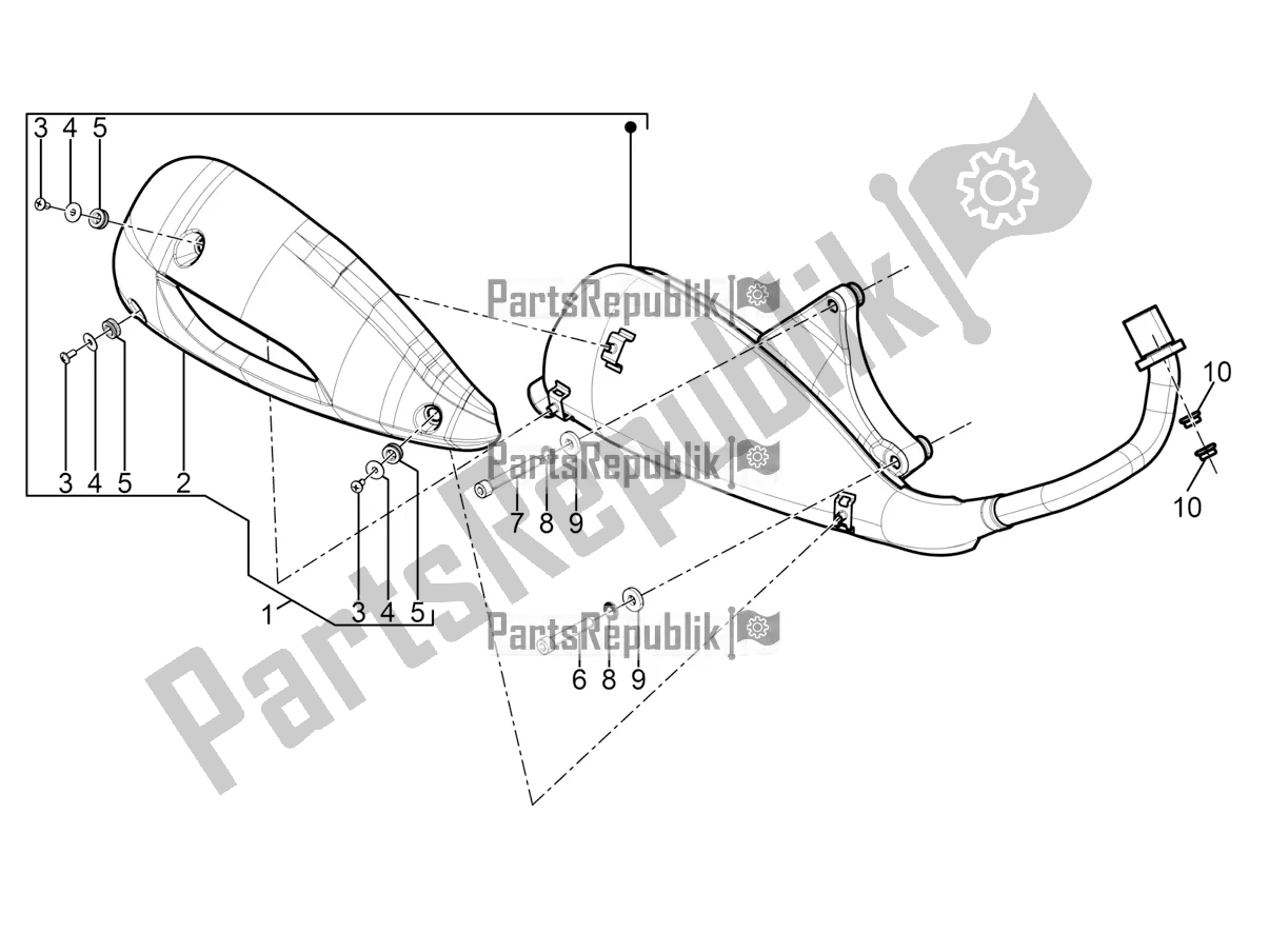 Todas as partes de Silenciador do Piaggio Typhoon 125 4T 2V 2020