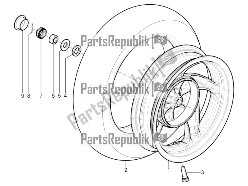 Toutes les pièces pour le Roue Arrière du Piaggio Typhoon 125 4T 2V USA 2016