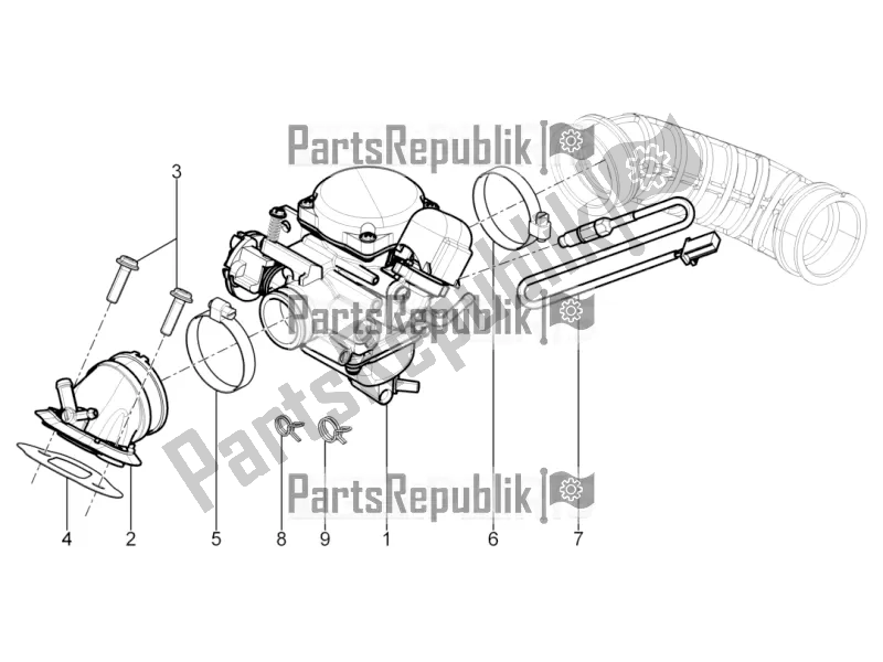 All parts for the Carburettor, Assembly - Union Pipe of the Piaggio Typhoon 125 4T 2V USA 2017