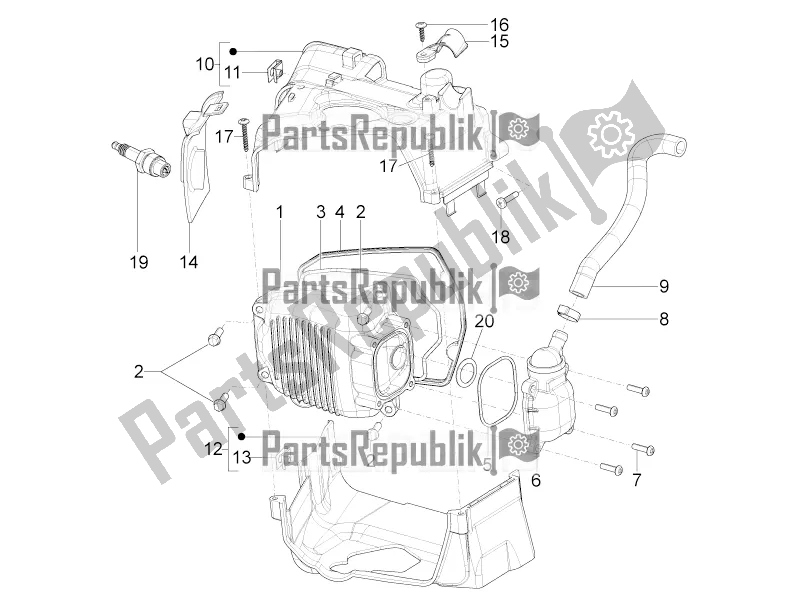Toutes les pièces pour le Le Couvre-culasse du Piaggio Typhoon 125 4T 2V USA 2017