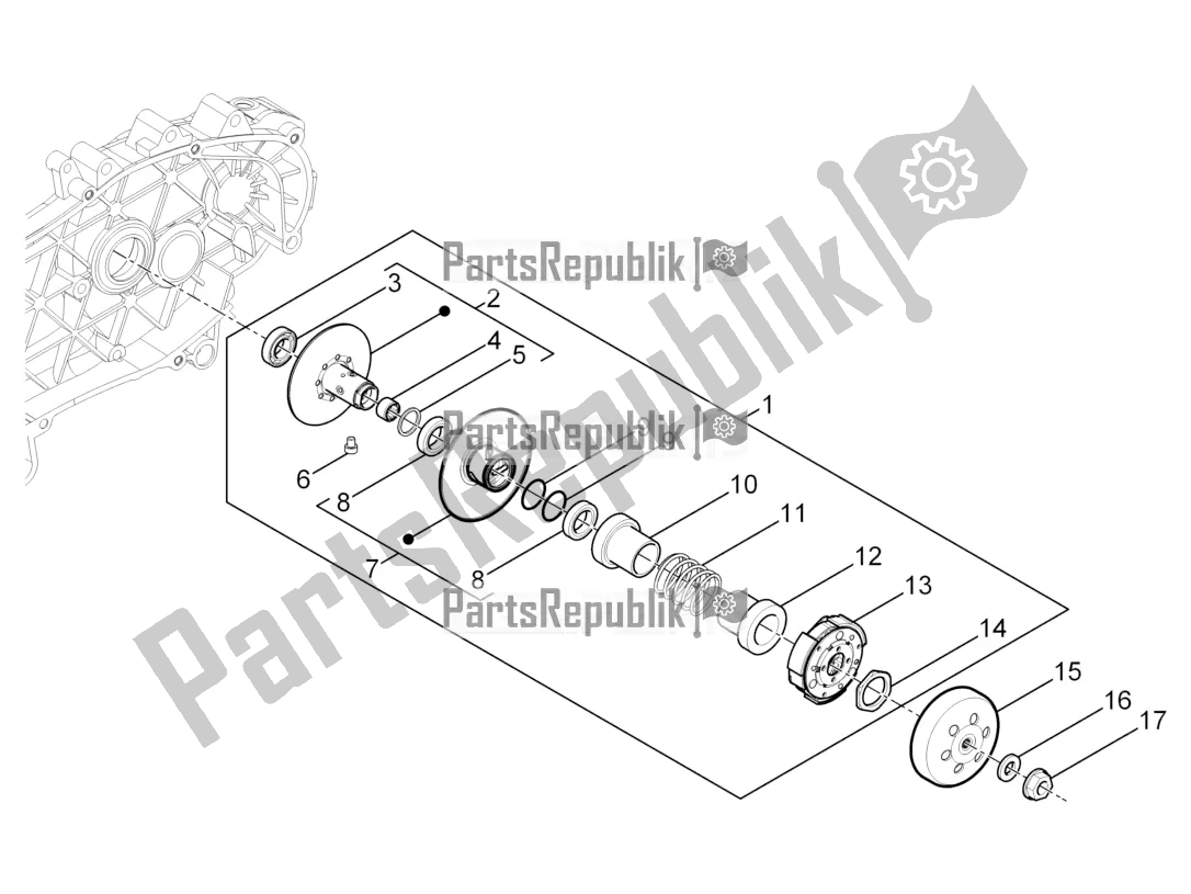 Toutes les pièces pour le Poulie Menée du Piaggio Typhoon 125 4T 2V USA 2017