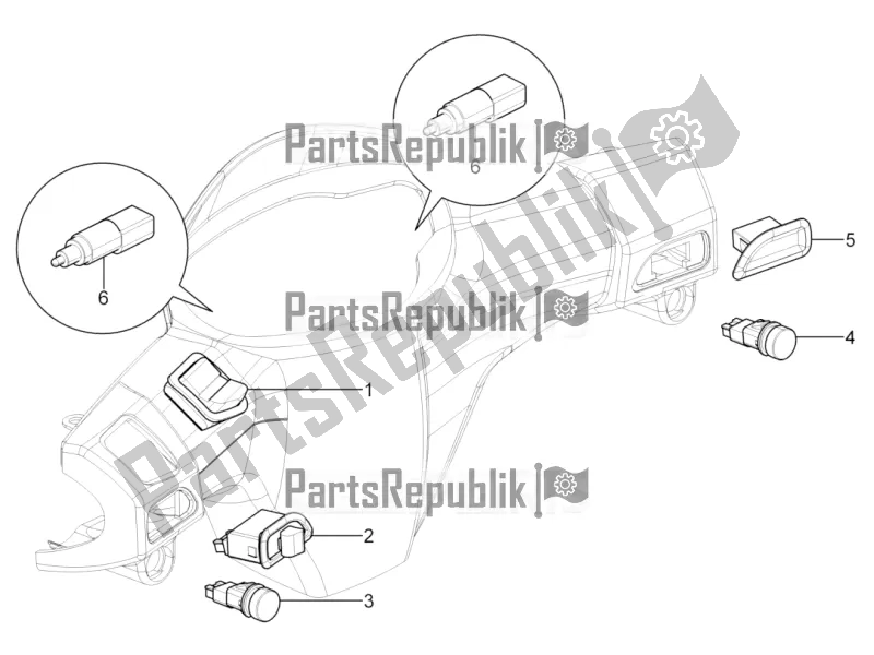 Toutes les pièces pour le Sélecteurs - Interrupteurs - Boutons du Piaggio Typhoon 125 4T 2V USA 2017