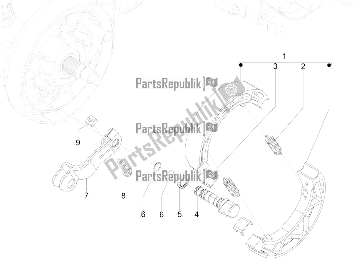 Tutte le parti per il Freno Posteriore - Ganascia Del Freno del Piaggio Typhoon 50 2T 2018