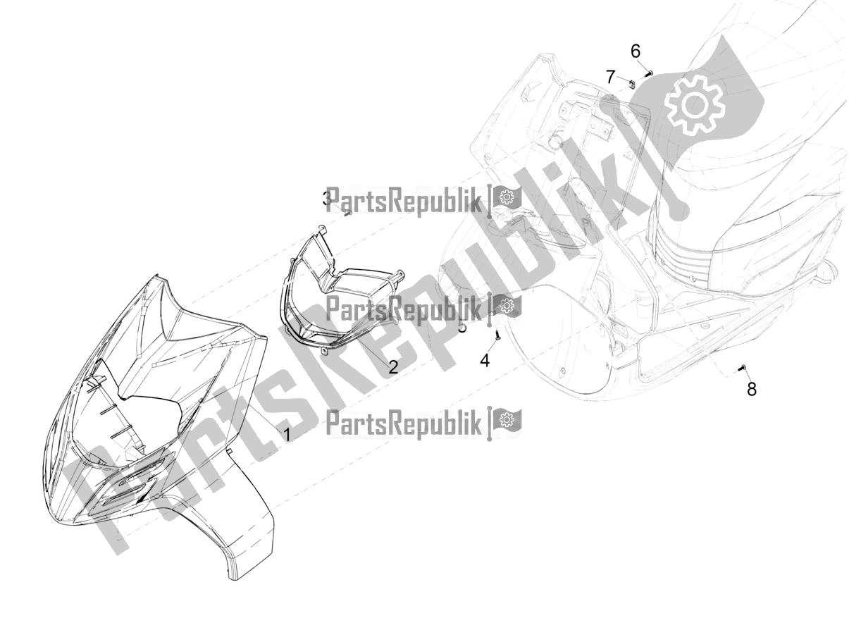 Toutes les pièces pour le Bouclier Avant du Piaggio Typhoon 50 2T 2019