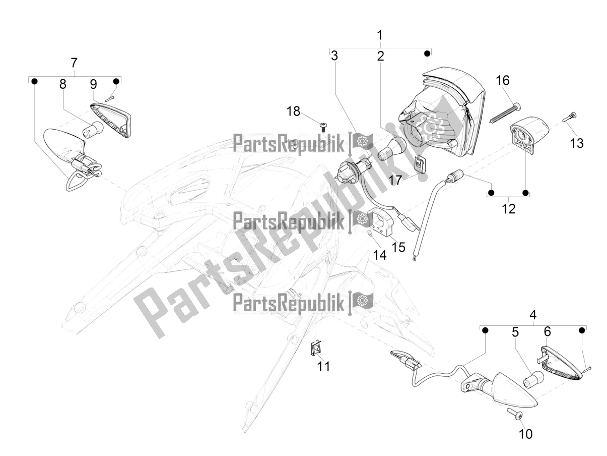 Todas las partes para Faros Traseros - Luces Intermitentes de Piaggio Typhoon 50 2T 2019