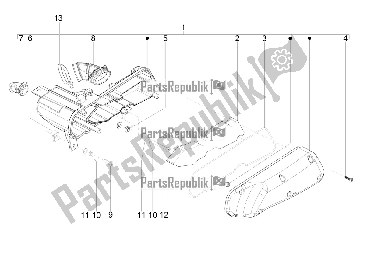 All parts for the Air Filter of the Piaggio Typhoon 50 2T 2020