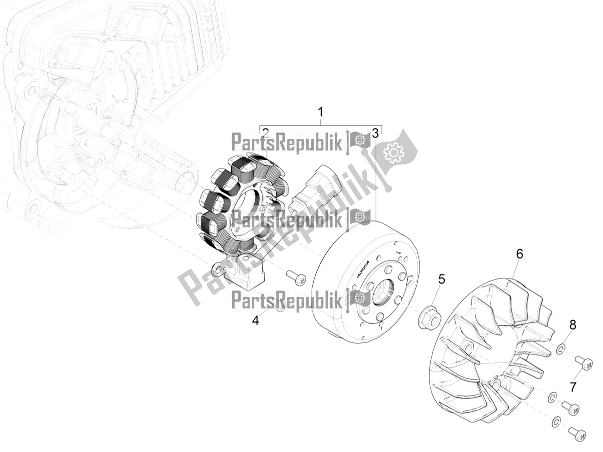 All parts for the Flywheel Magneto of the Piaggio Typhoon 50 2T 2020