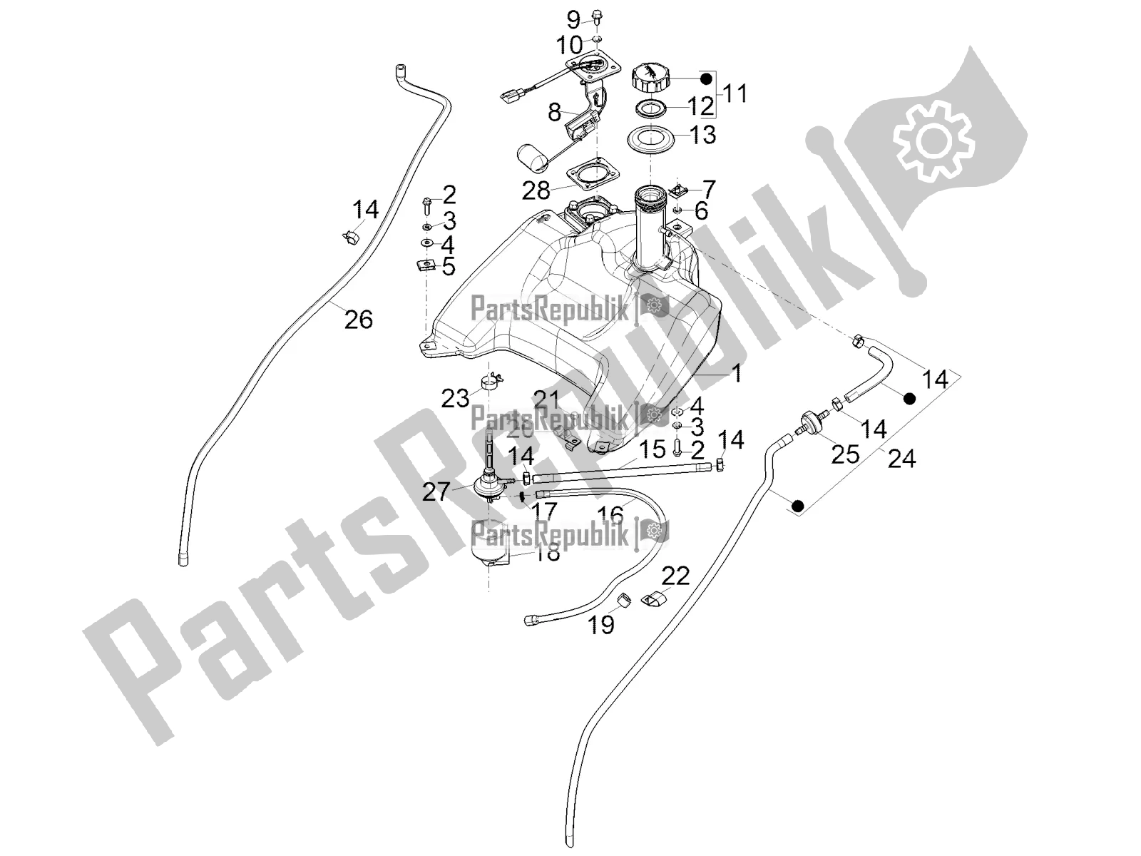 Alle onderdelen voor de Benzinetank van de Piaggio Typhoon 50 2T 2020