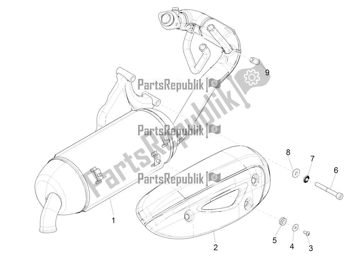 All parts for the Silencer of the Piaggio Typhoon 50 2T 2020