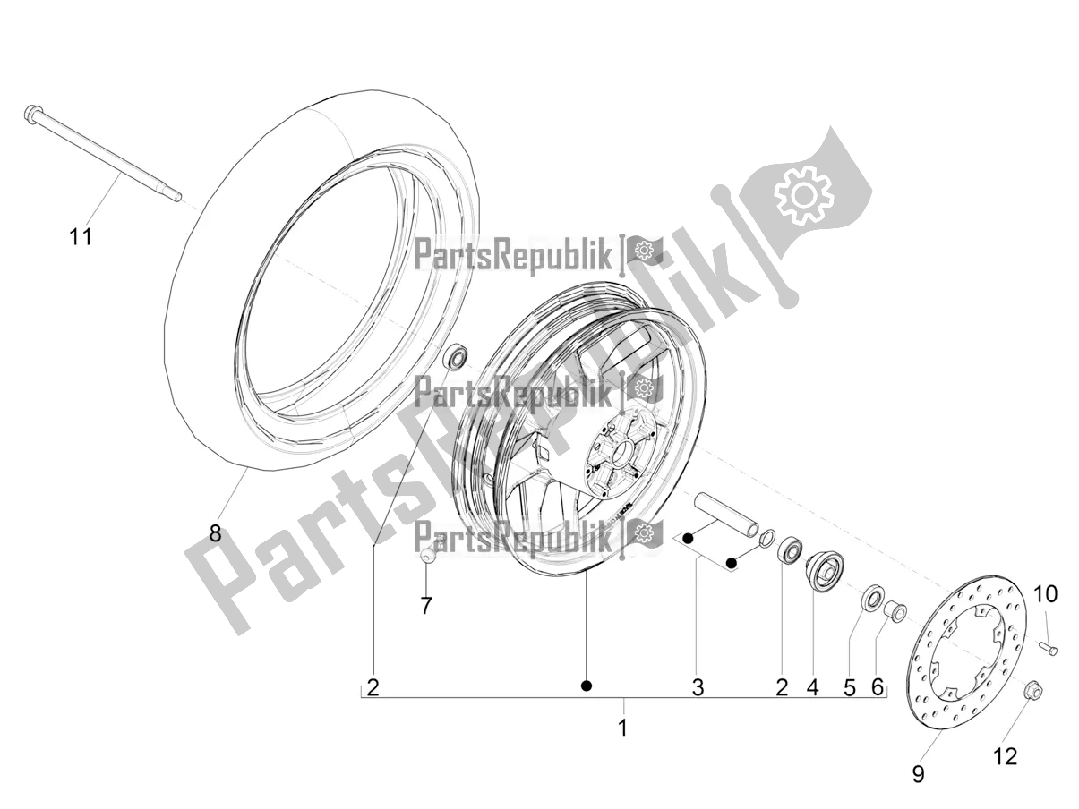 All parts for the Front Wheel of the Piaggio Typhoon 50 2T 2021