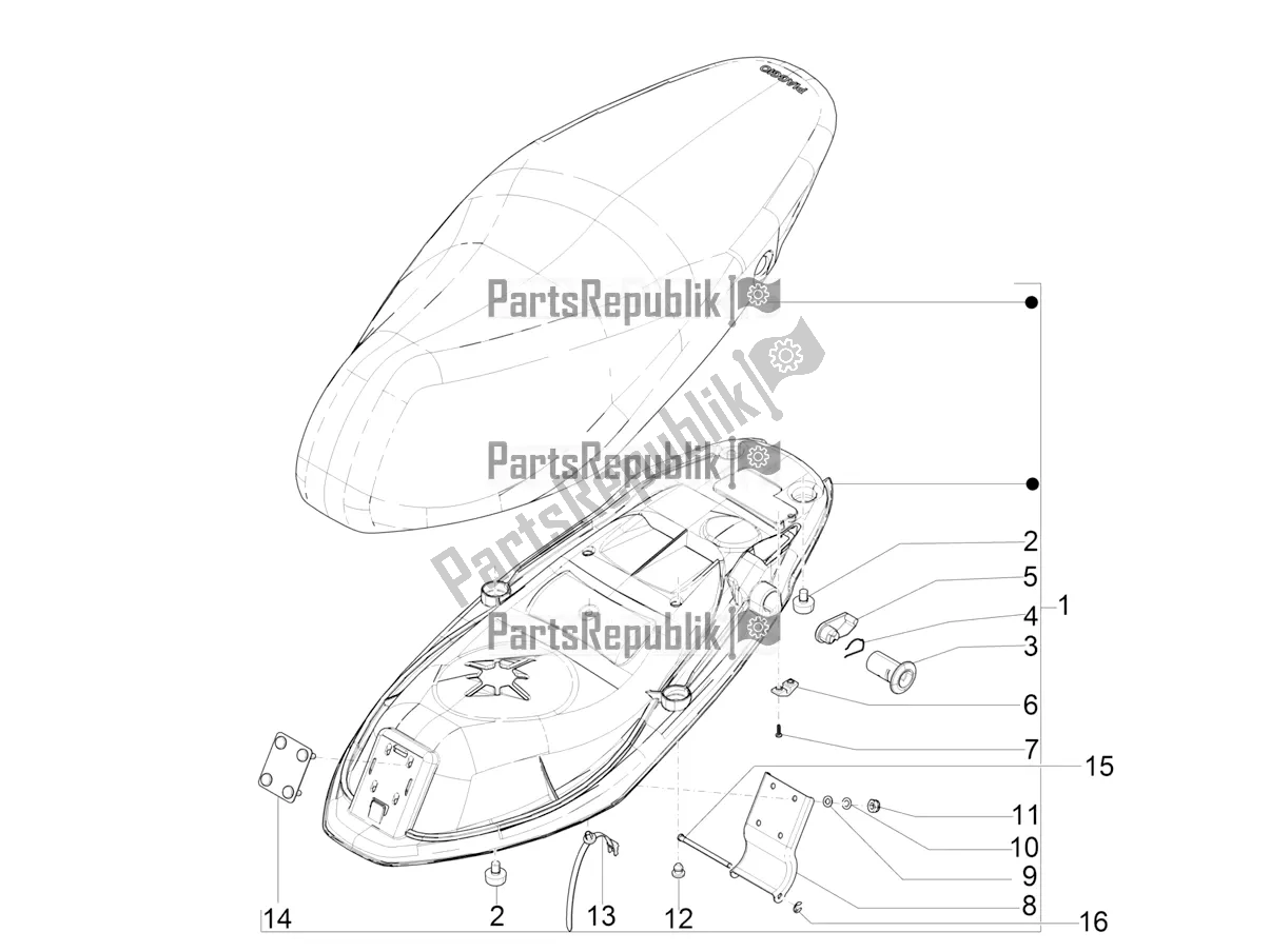 All parts for the Saddle/seats of the Piaggio Typhoon 50 2T 2021