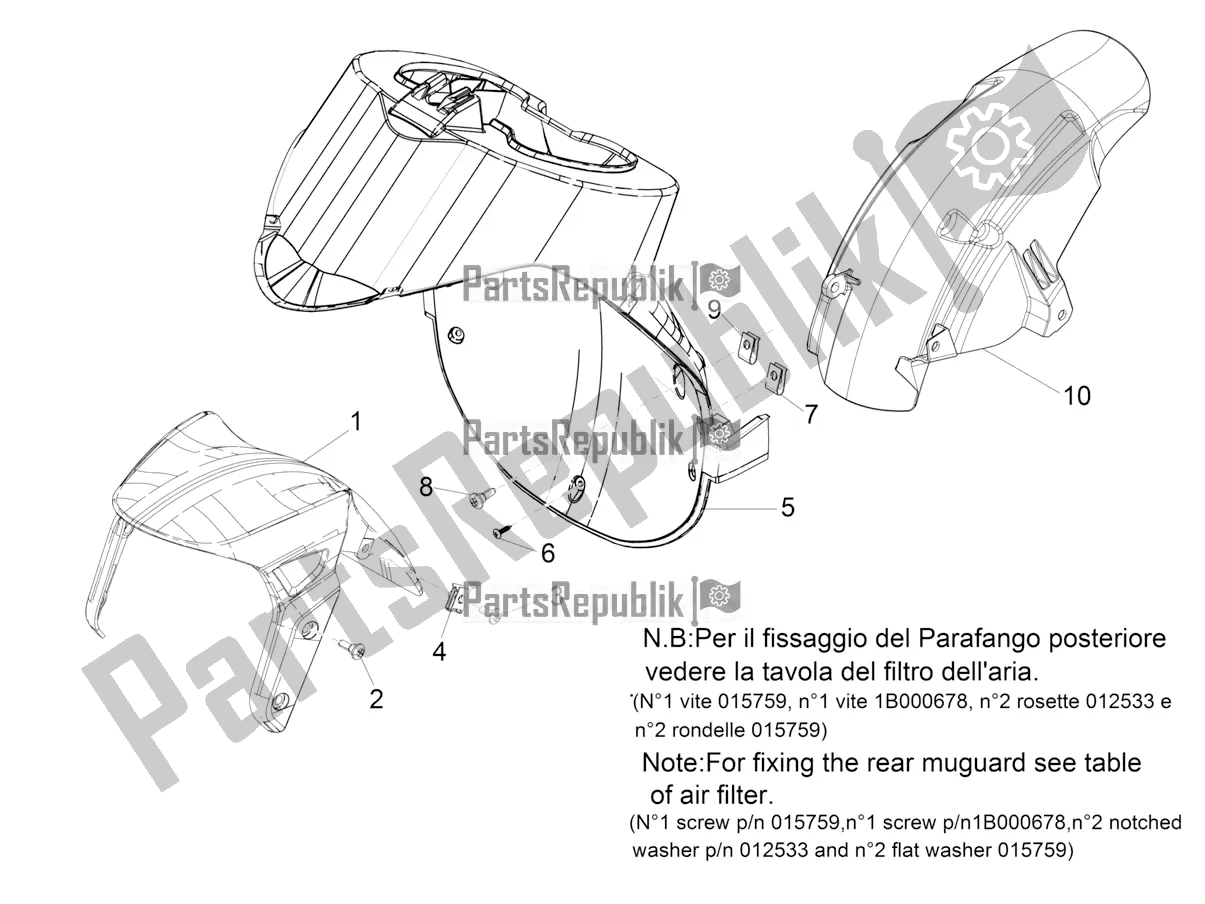 Toutes les pièces pour le Logement De Roue - Garde-boue du Piaggio Typhoon 50 2T 2021