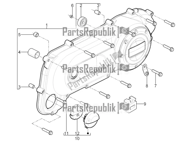 Alle onderdelen voor de Carterafdekking - Carter Koeling van de Piaggio Typhoon 50 2T Lbmc 501 2016