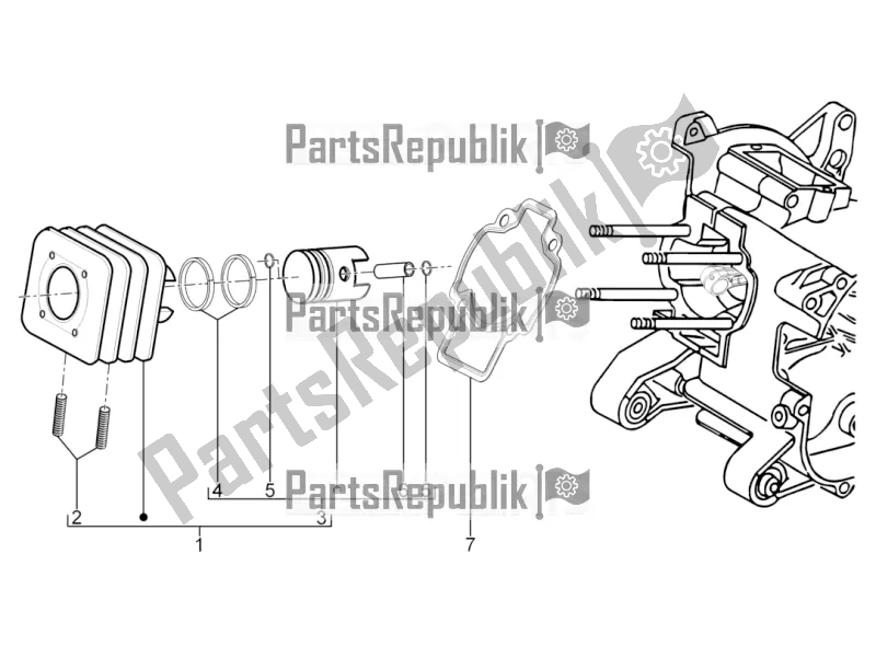 All parts for the Cylinder-piston-wrist Pin Unit of the Piaggio Typhoon 50 2T Lbmc 501 2016