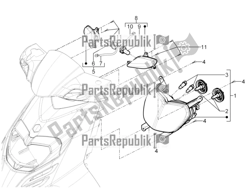 Toutes les pièces pour le Phares Avant - Clignotants du Piaggio Typhoon 50 2T Lbmc 501 2016