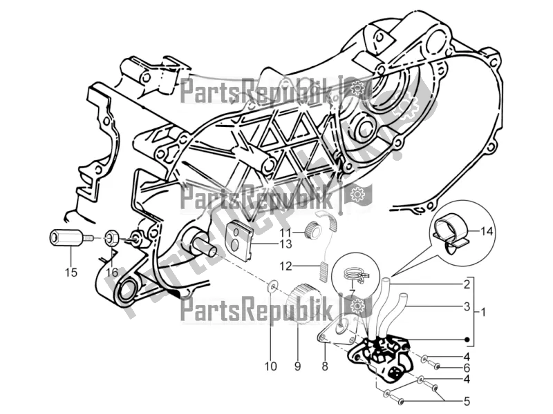 Alle onderdelen voor de Oliepomp van de Piaggio Typhoon 50 2T Lbmc 501 2016