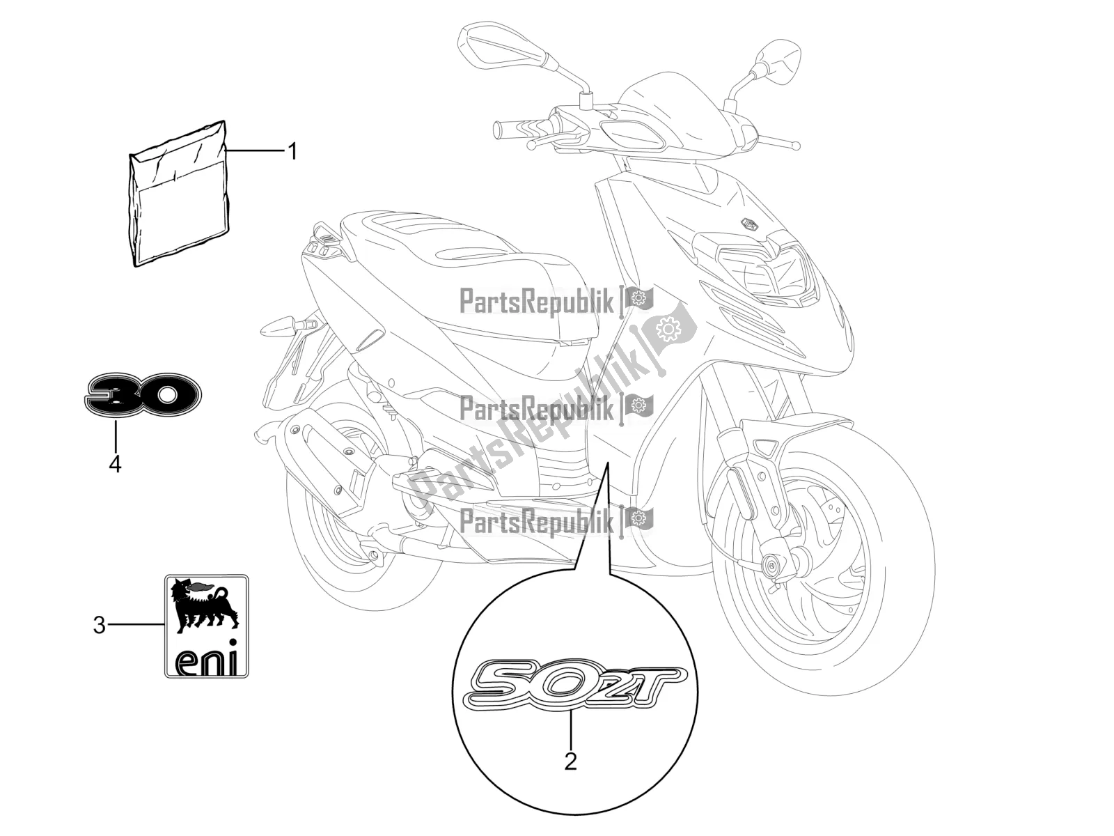 All parts for the Plates - Emblems of the Piaggio Typhoon 50 2T Lbmc 501 2016