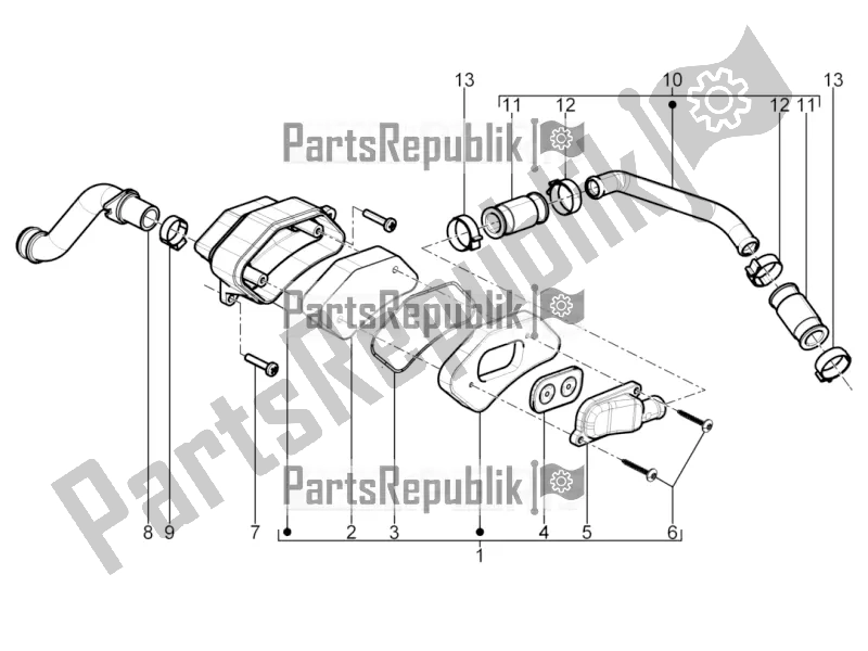 Toutes les pièces pour le Boîte à Air Secondaire du Piaggio Typhoon 50 2T Lbmc 501 2016