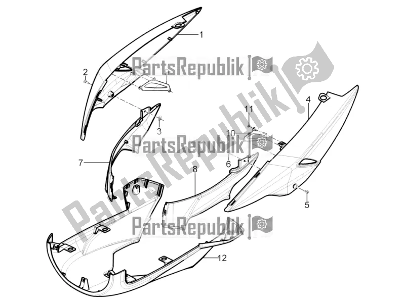 Toutes les pièces pour le Couvercle Latéral - Spoiler du Piaggio Typhoon 50 2T Lbmc 501 2016