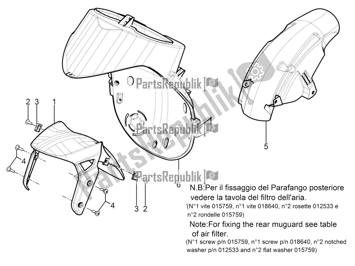 Toutes les pièces pour le Logement De Roue - Garde-boue du Piaggio Typhoon 50 2T Lbmc 501 2016